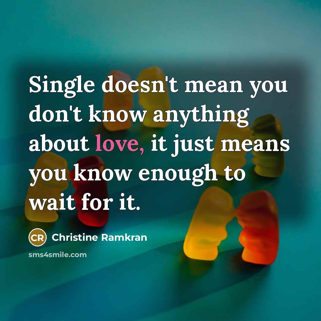 “Single doesn't mean you don't know anything about love, it…” quote by Christine Ramkran