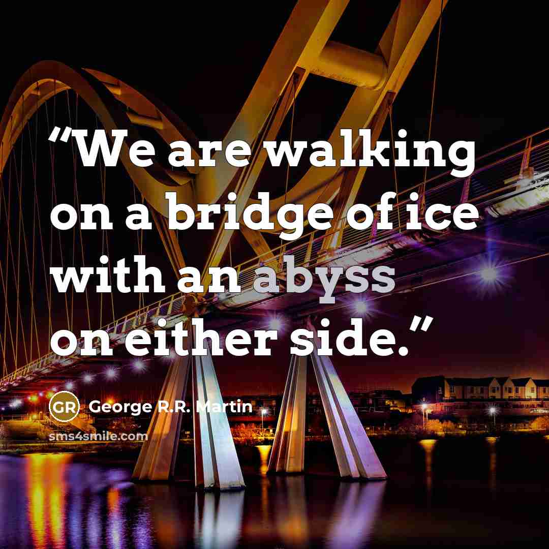 “We are walking on a bridge of ice with an abyss on either side.” quote by George R.R. Martin