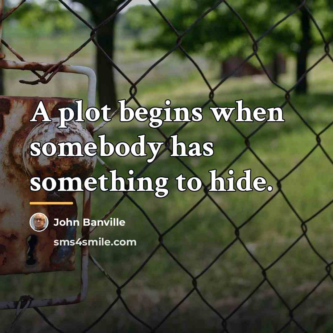 “A plot begins when somebody has something to hide.…” quote by John Banville