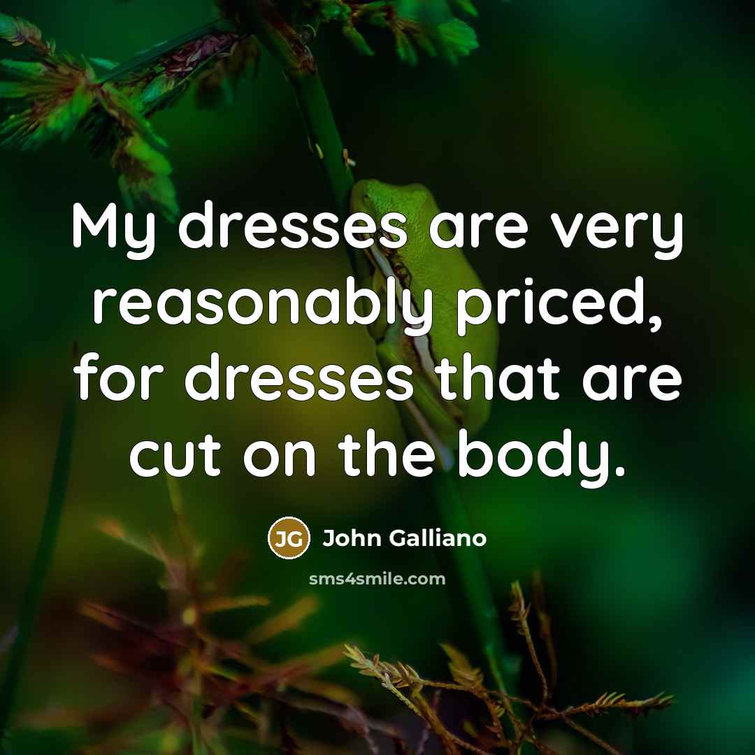 “My dresses are very reasonably priced, for dresses that are…” quote by John Galliano