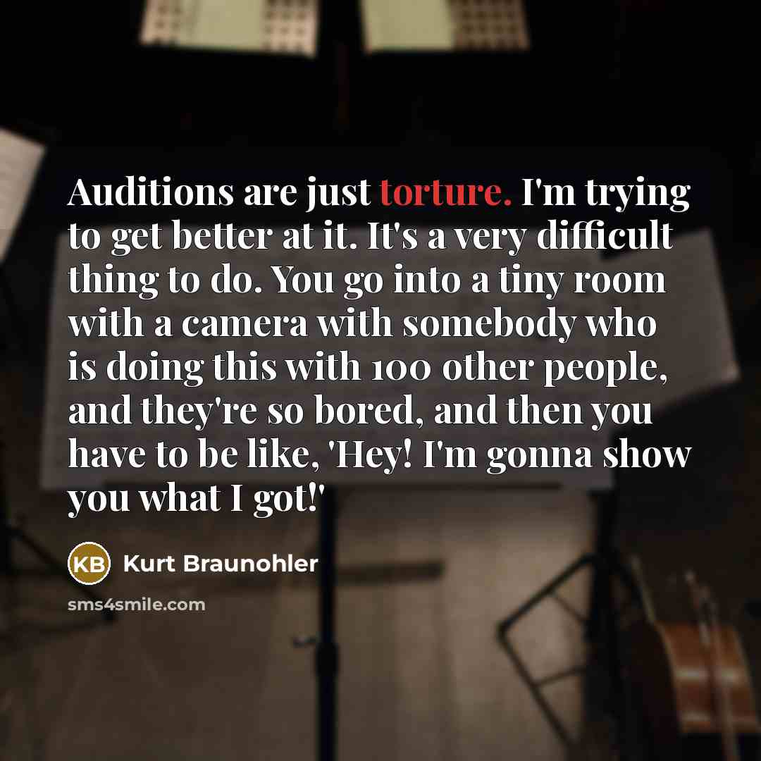 “Auditions are just torture. I'm trying to get better at…” quote by Kurt Braunohler