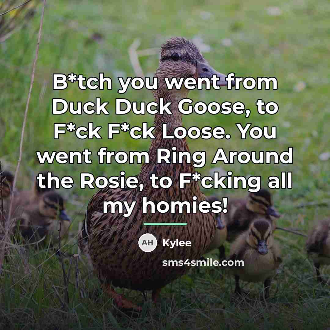 “B*tch you went from Duck Duck Goose, to F*ck F*ck…” quote by Kylee