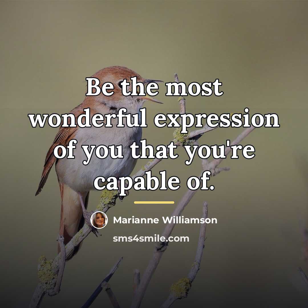 “Be the most wonderful expression of you that you're capable…” quote by Marianne Williamson