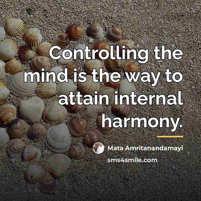 “Controlling the mind is the way to attain internal harmony.…” quote by Mata Amritanandamayi
