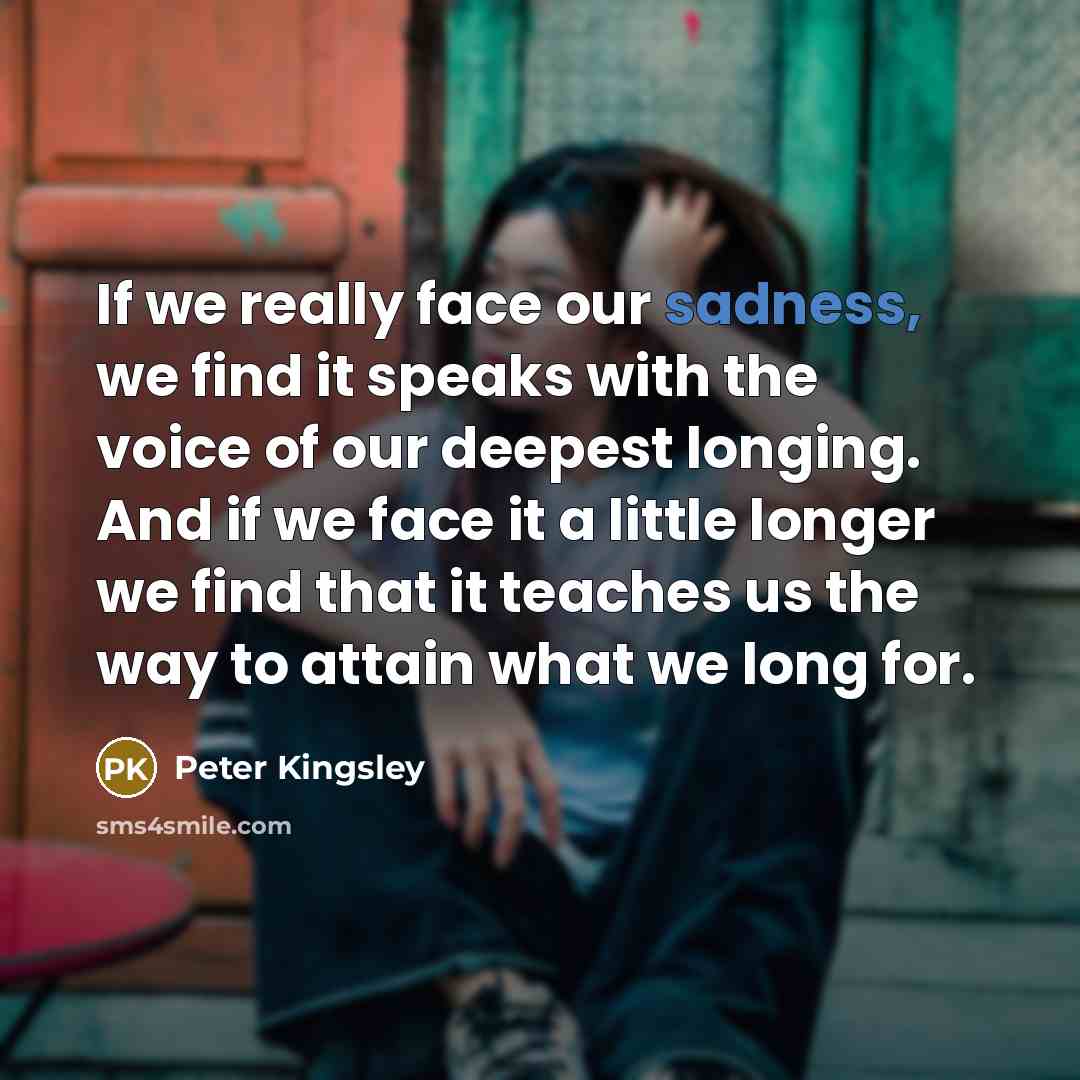 “If we really face our sadness, we find it speaks…” quote by Peter Kingsley