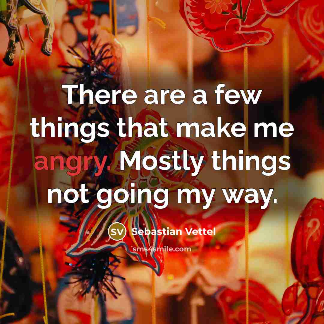 “There are a few things that make me angry. Mostly…” quote by Sebastian Vettel