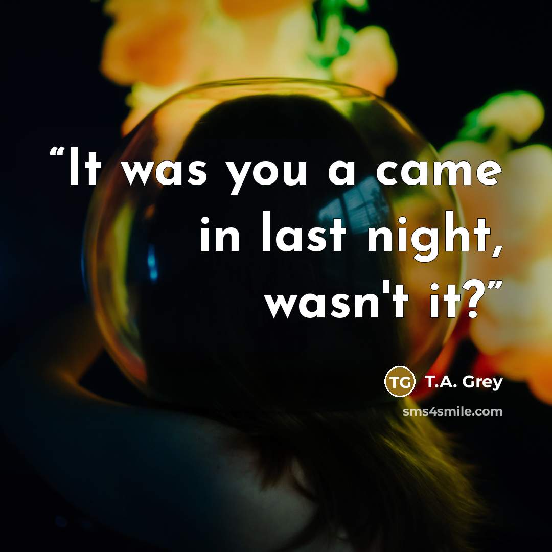 “It was you a came in last night, wasn't it?” quote by T.A. Grey