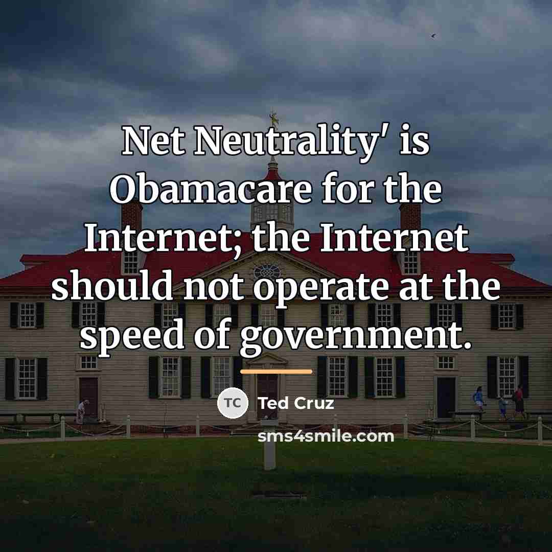 “Net Neutrality' is Obamacare for the Internet; the Internet should…” quote by Ted Cruz