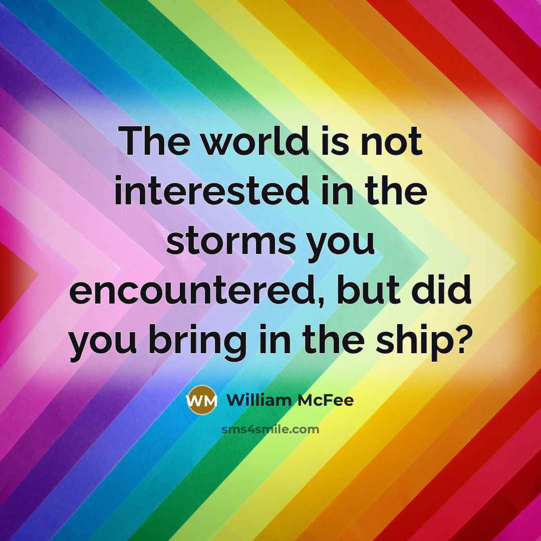 “The world is not interested in the storms you encountered,…” quote by William McFee