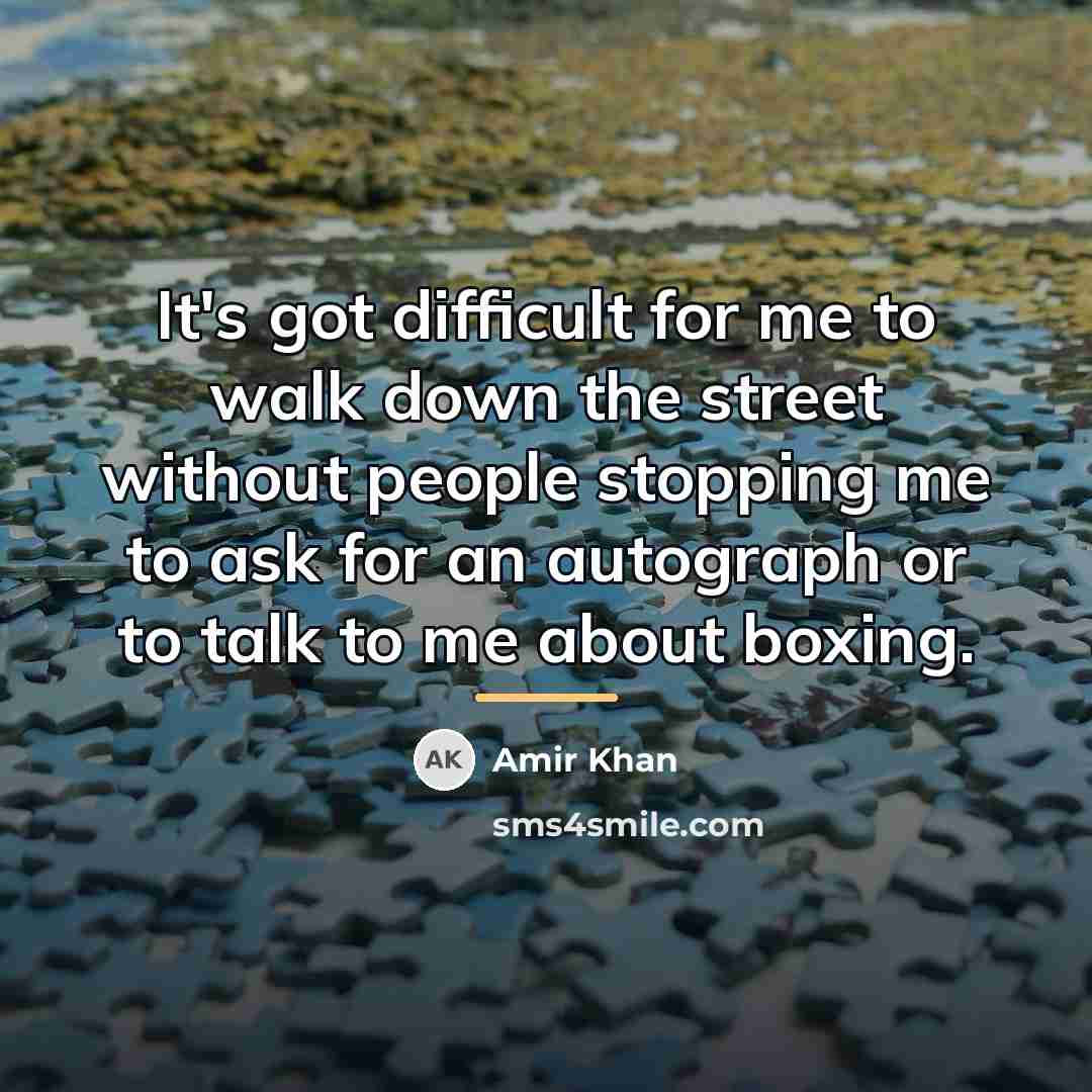 “It's got difficult for me to walk down the street…” quote by Amir Khan
