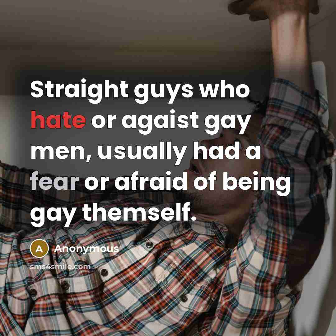 “Straight guys who hate or agaist gay men, usually had…” quote by Anonymous