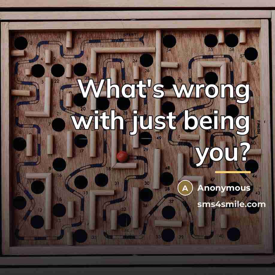 “What's wrong with just being you?…” quote by Anonymous