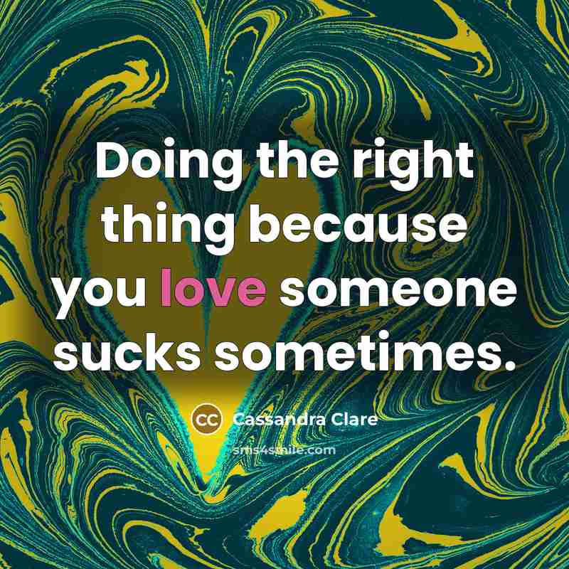 “Doing the right thing because you love someone sucks sometimes.” quote by Cassandra Clare