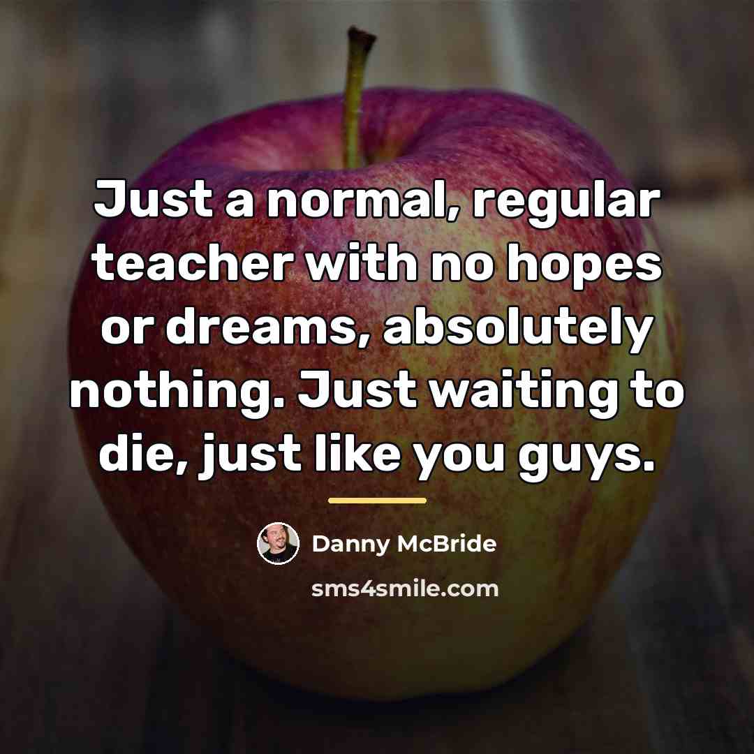 “Just a normal, regular teacher with no hopes or dreams,…” quote by Danny Mcbride