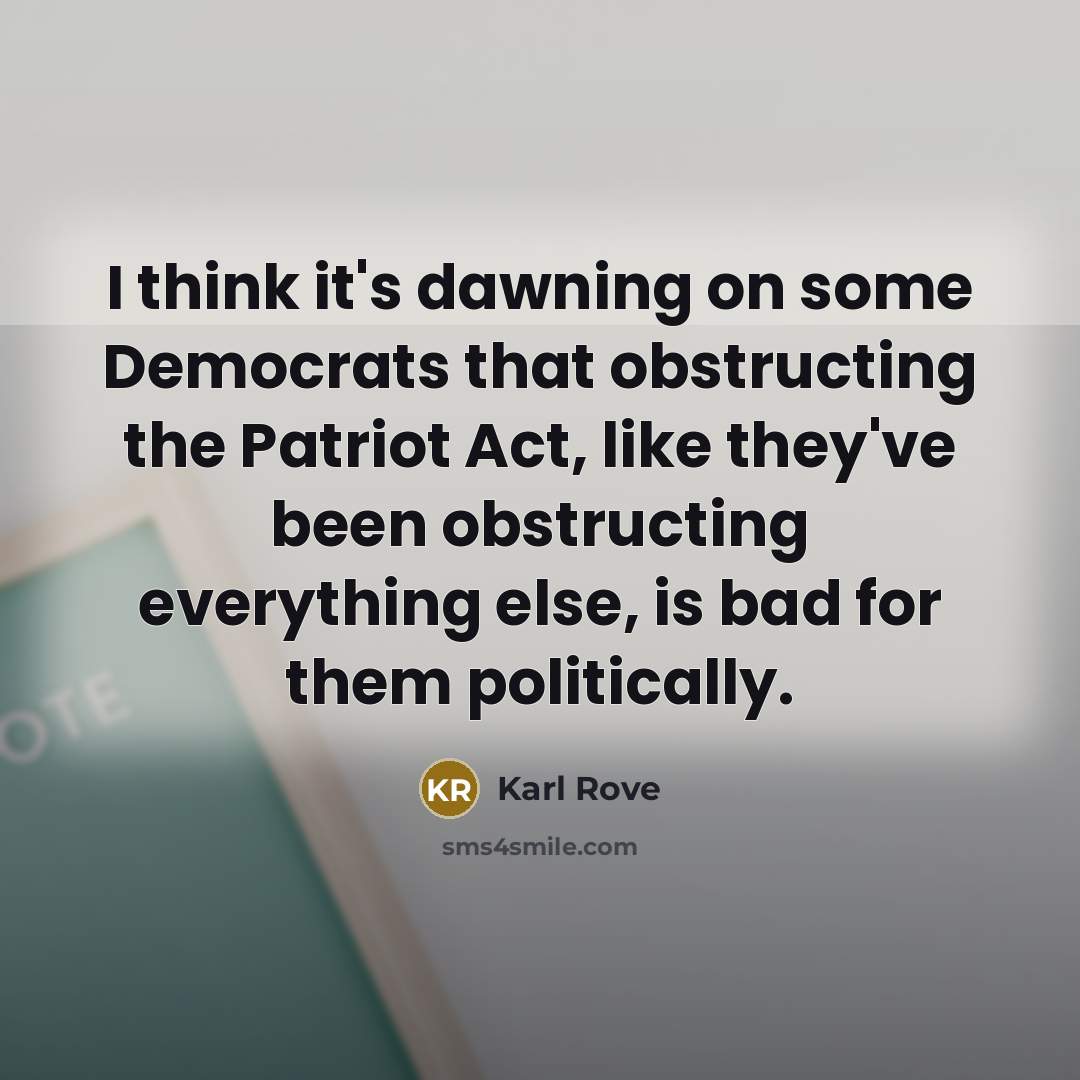 “I think it's dawning on some Democrats that obstructing the…” quote by Karl Rove