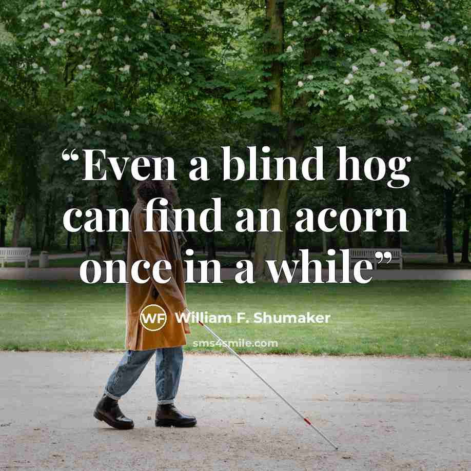 “Even a blind hog can find an acorn once in a while” quote by William F. Shumaker
