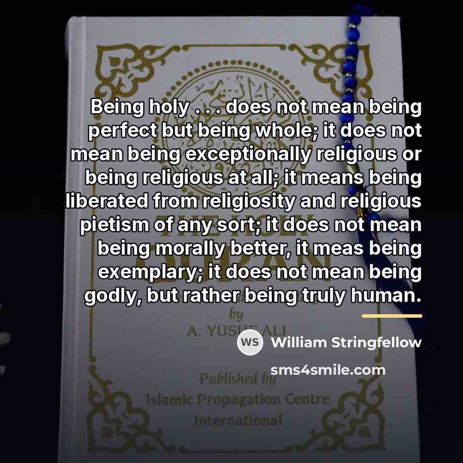 “Being holy . . . does not mean being perfect…” quote by William Stringfellow