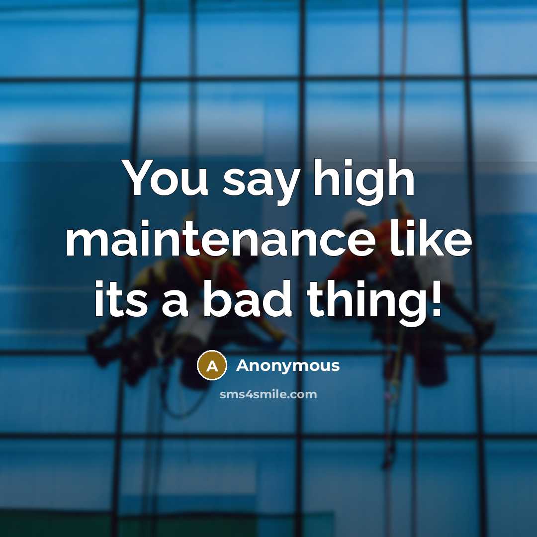 “You say high maintenance like its a bad thing!…” quote by Anonymous