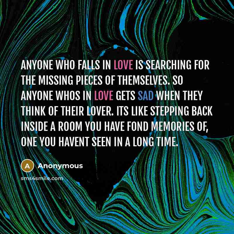 “Anyone who falls in love is searching for the missing…” quote by Anonymous