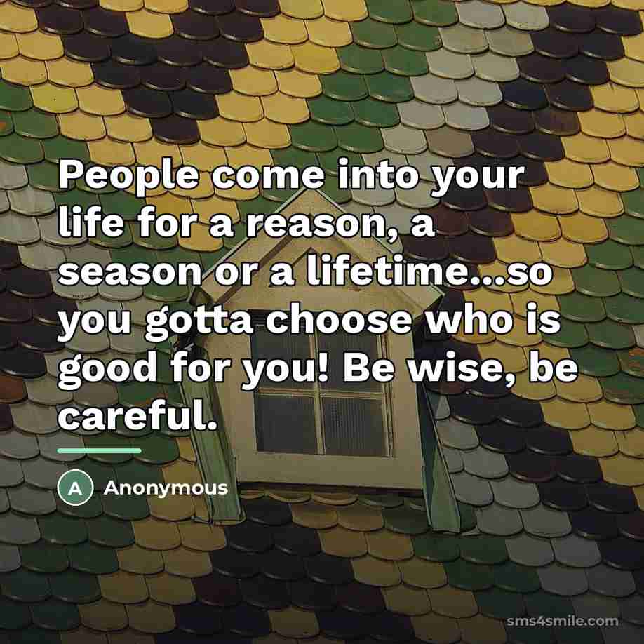 “People come into your life for a reason, a season…” quote by Anonymous