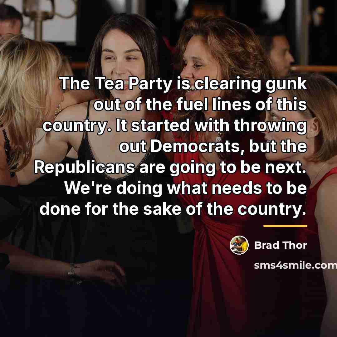 “The Tea Party is clearing gunk out of the fuel…” quote by Brad Thor
