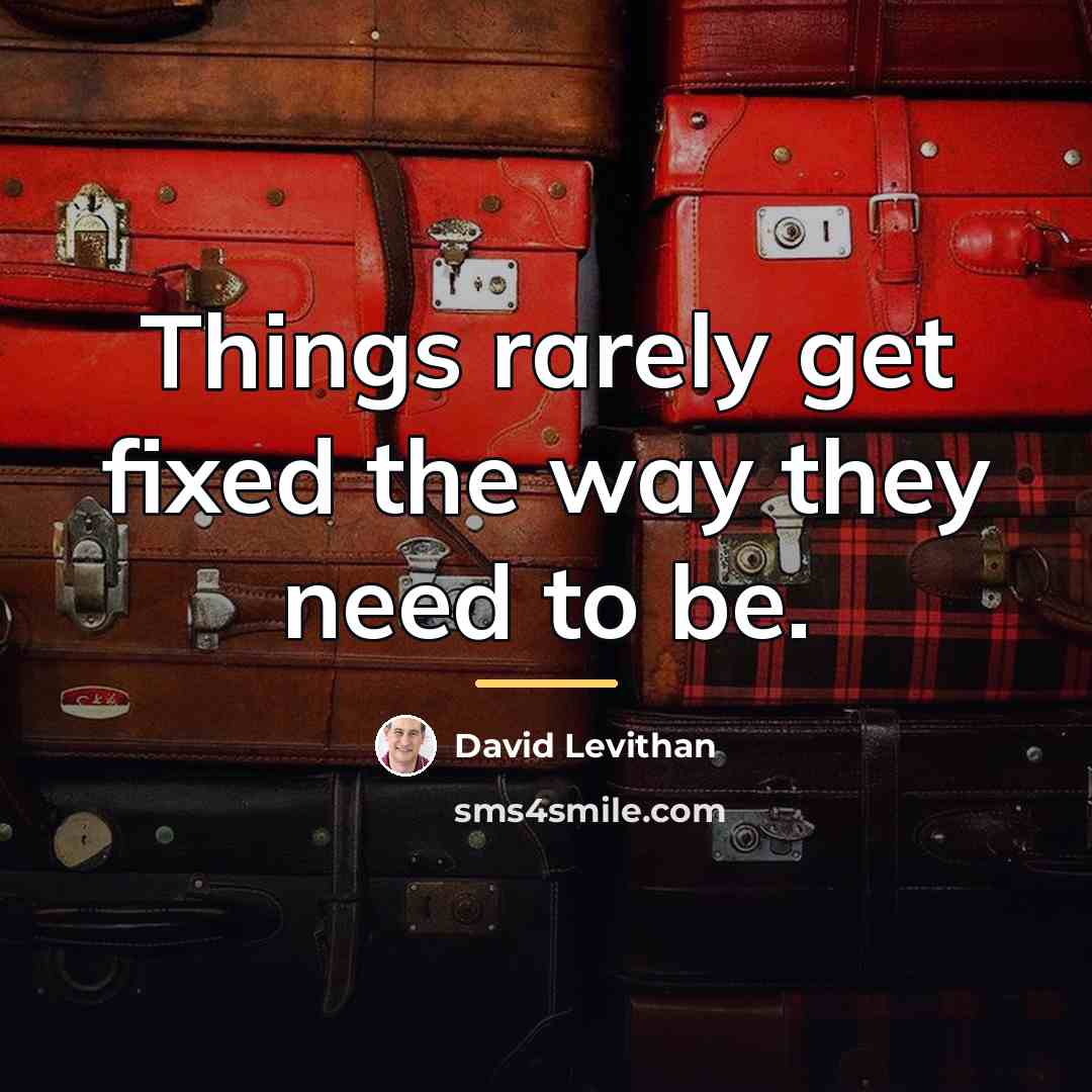 “Things rarely get fixed the way they need to be.…” quote by David Levithan