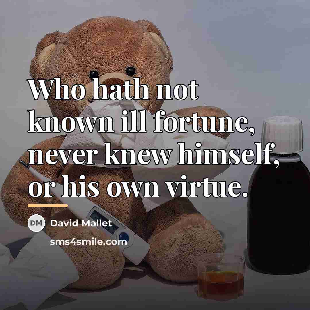“Who hath not known ill fortune, never knew himself, or…” quote by David Mallet