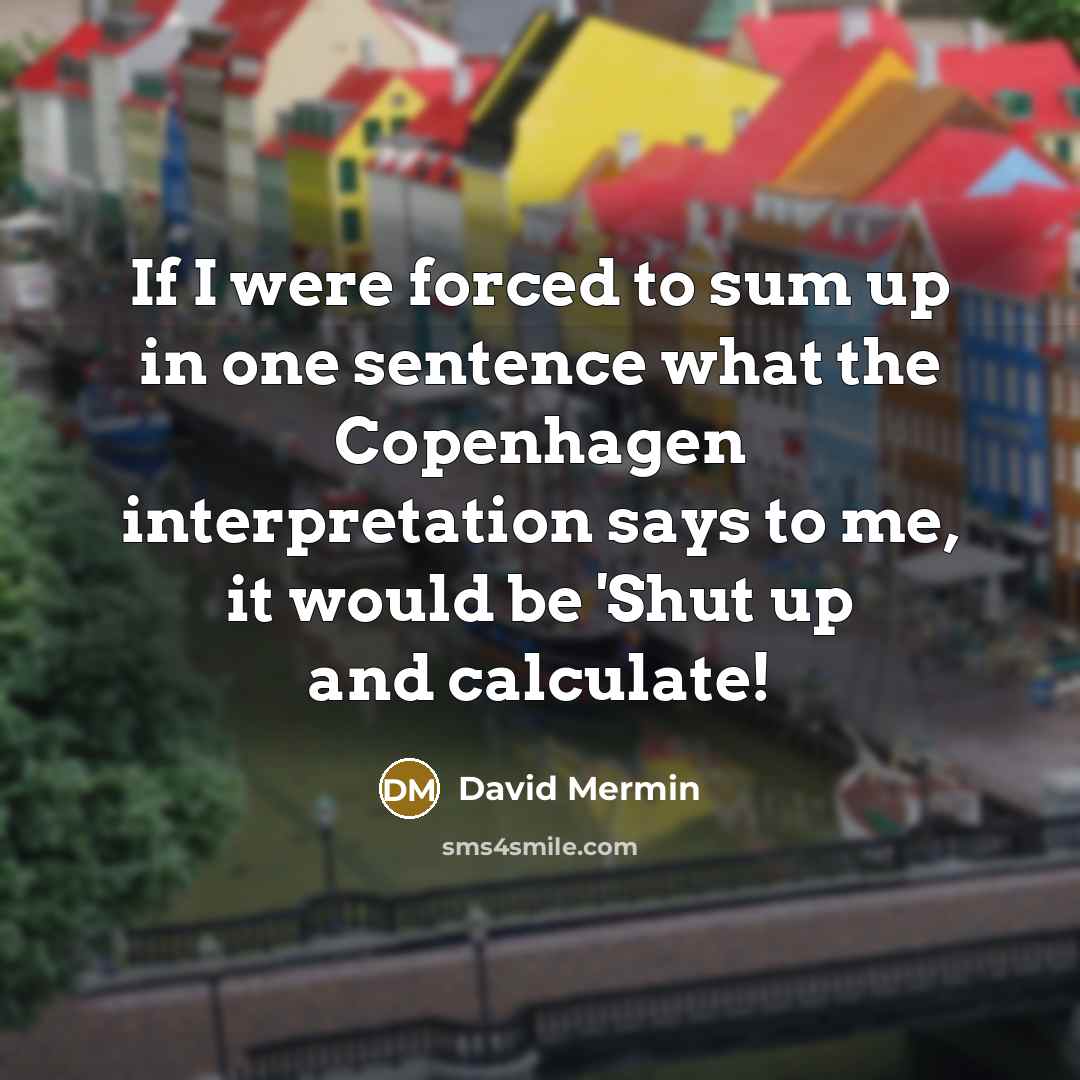 “If I were forced to sum up in one sentence…” quote by David Mermin