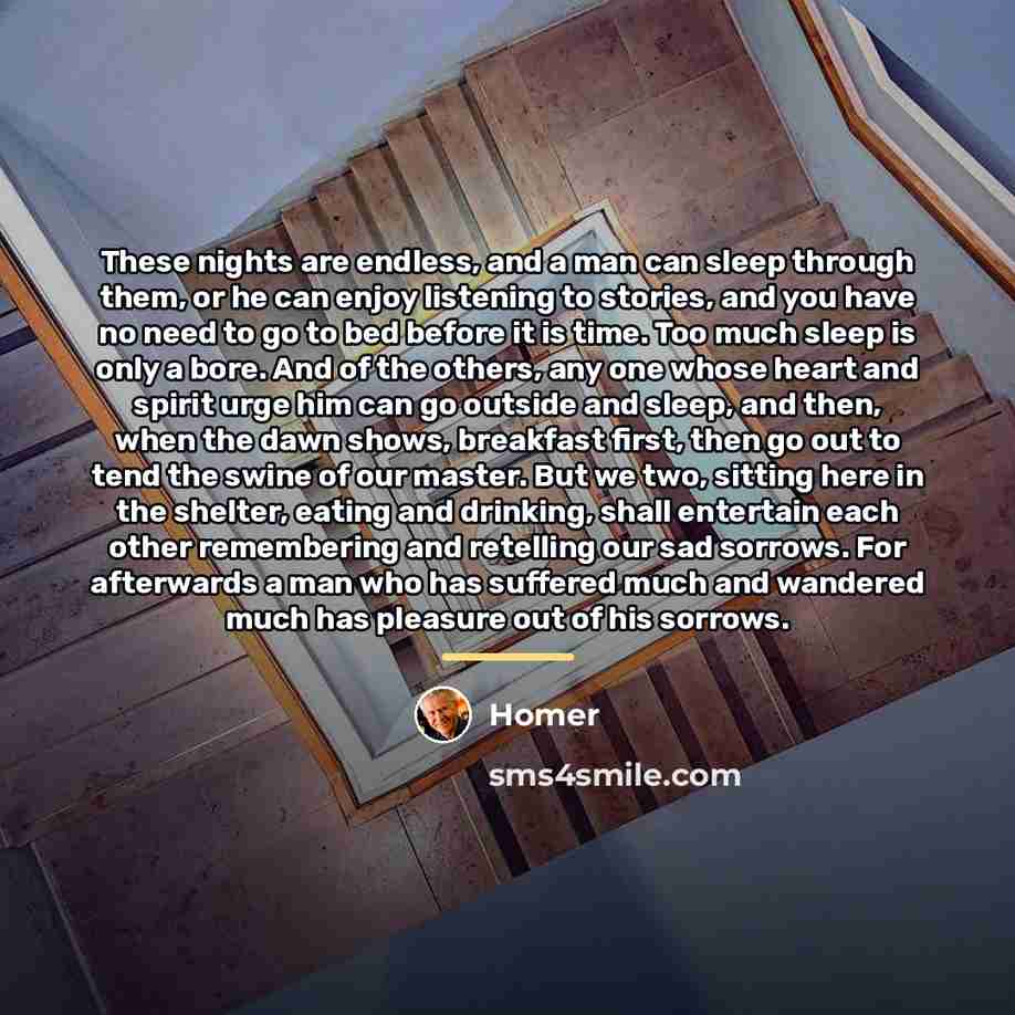 “These nights are endless, and a man can sleep through…” quote by Homer