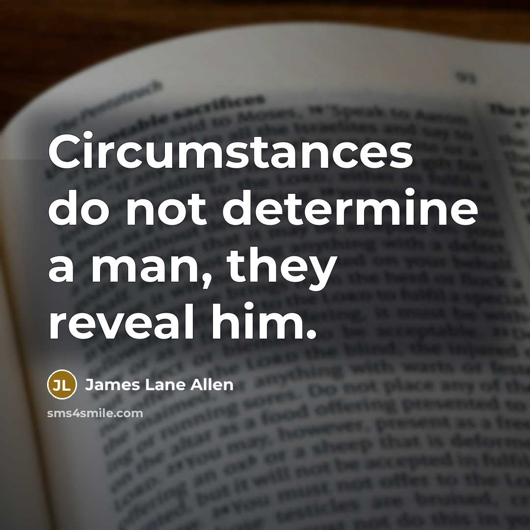 “Circumstances do not determine a man, they reveal him.…” quote by James Lane Allen