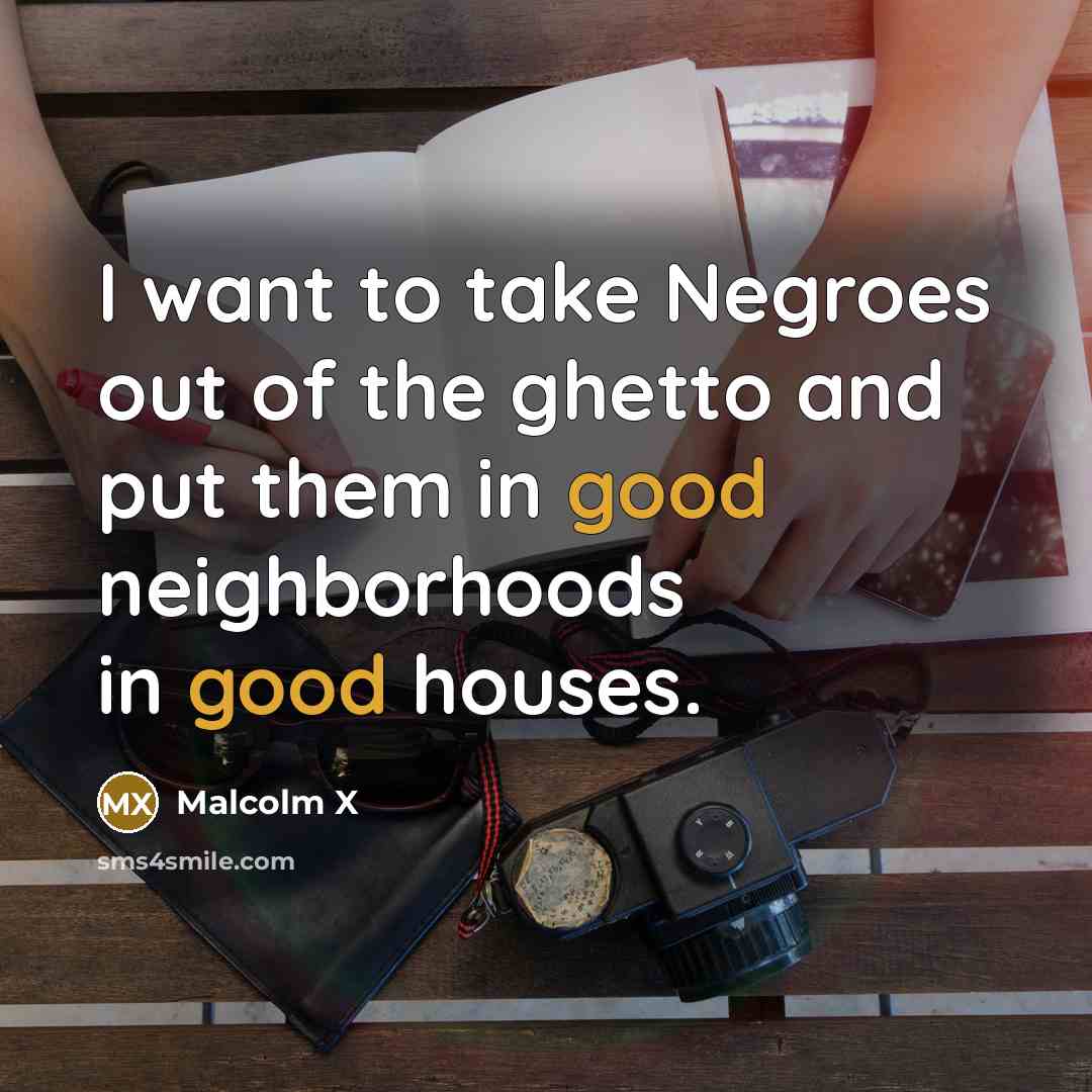 “I want to take Negroes out of the ghetto and…” quote by Malcolm X