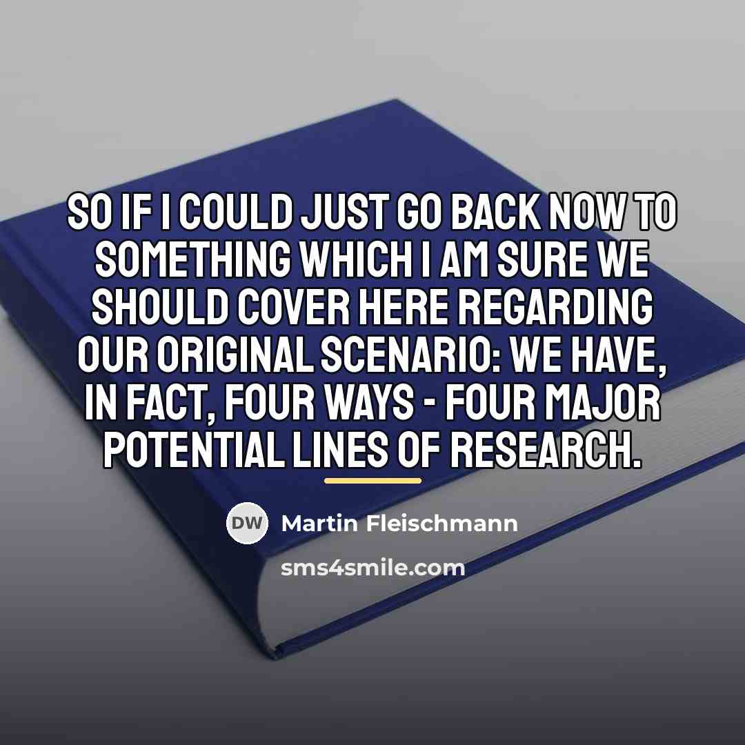 “So if I could just go back now to something…” quote by Martin Fleischmann