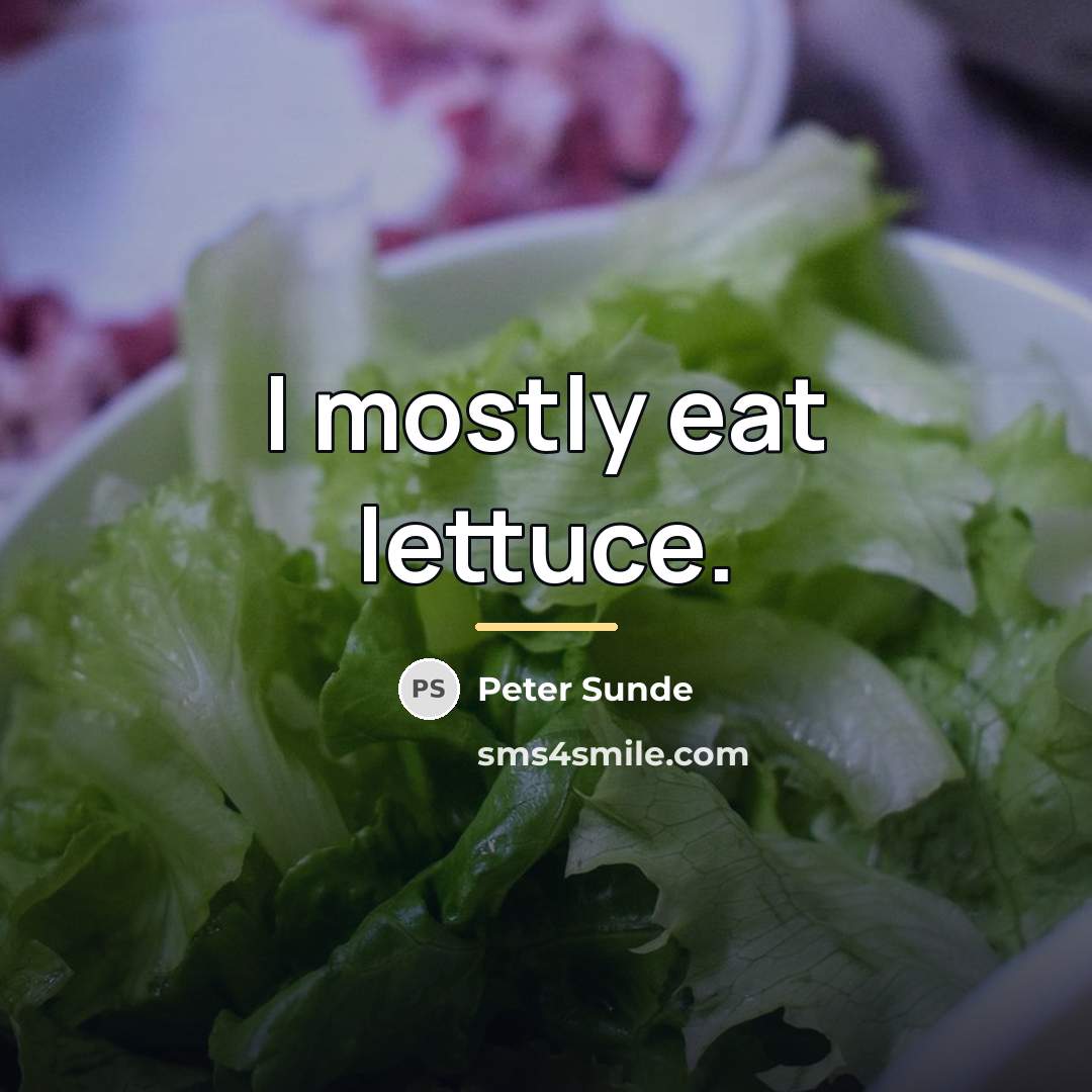 “I mostly eat lettuce.…” quote by Peter Sunde