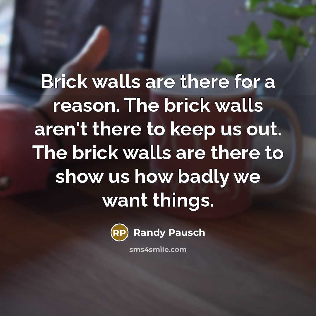 “Brick walls are there for a reason. The brick walls…” quote by Randy Pausch