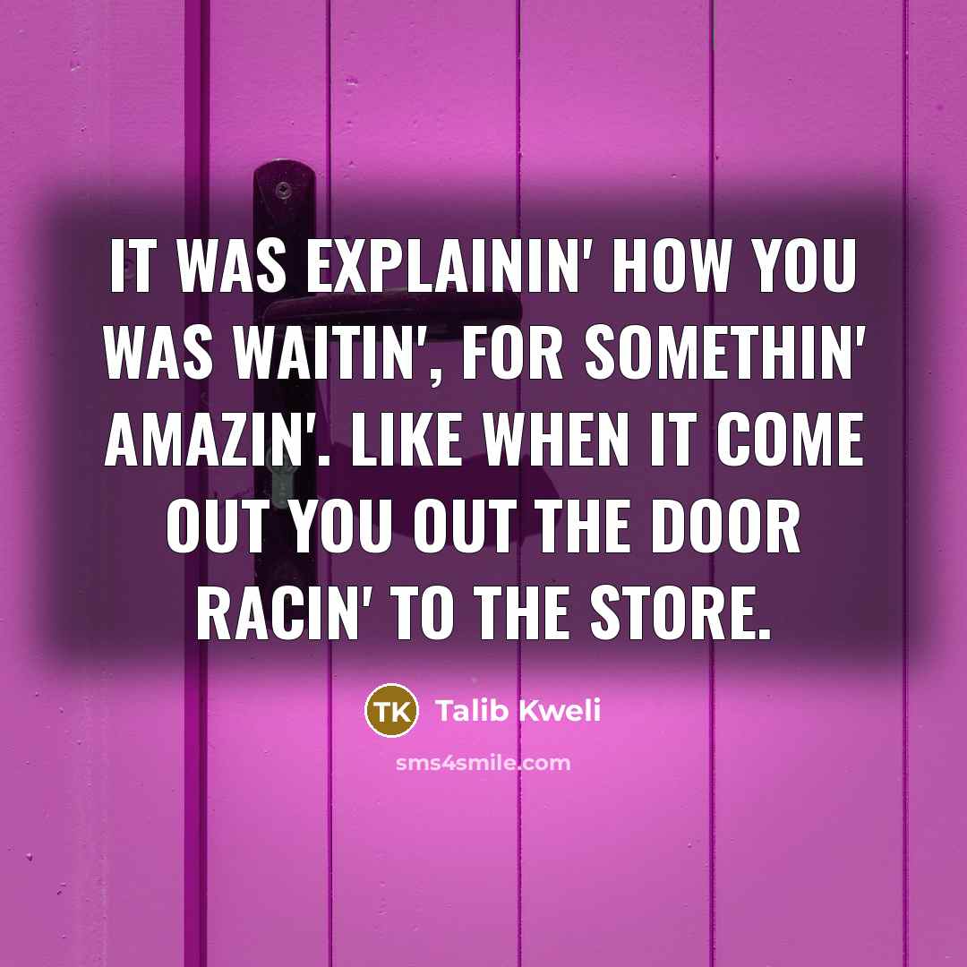 “It was explainin' how you was waitin', for somethin' amazin'.…” quote by Talib Kweli