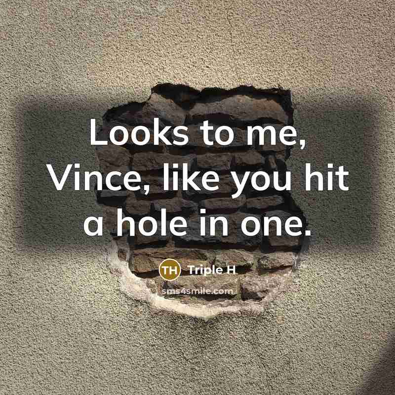 “Looks to me, Vince, like you hit a hole in…” quote by Triple H