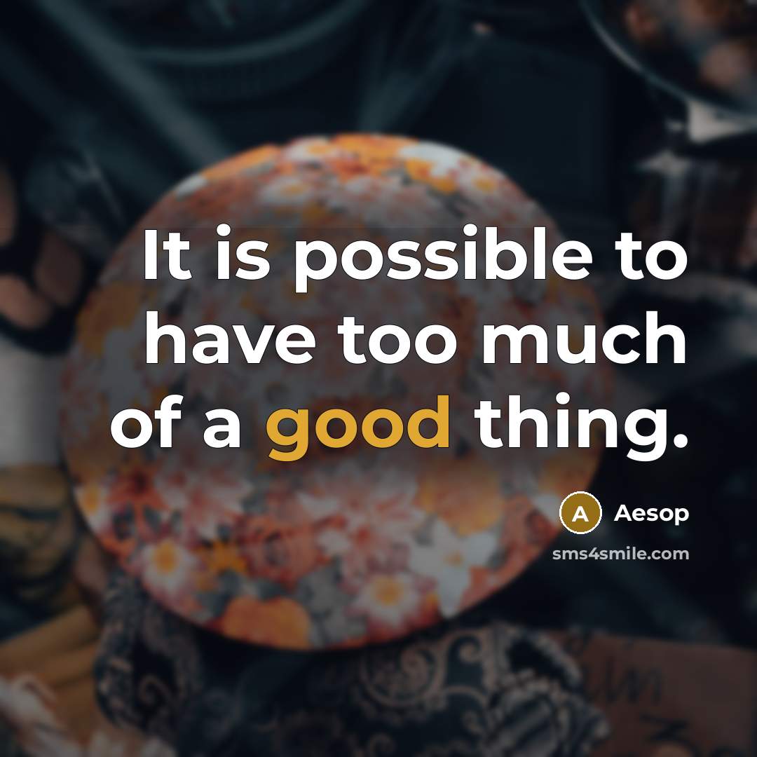 “It is possible to have too much of a good thing.” quote by Aesop