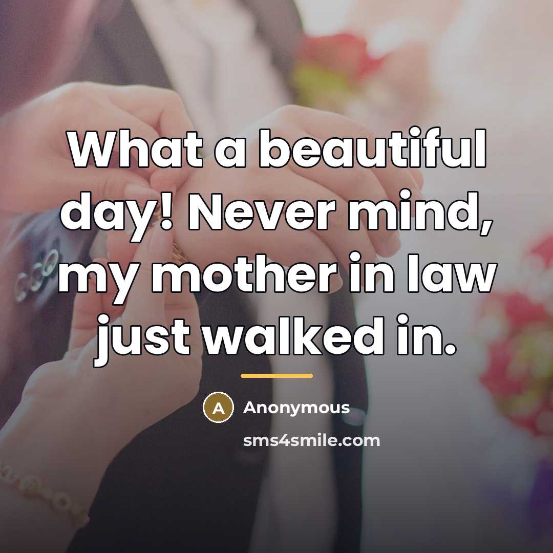 “What a beautiful day! Never mind, my mother in law…” quote by Anonymous