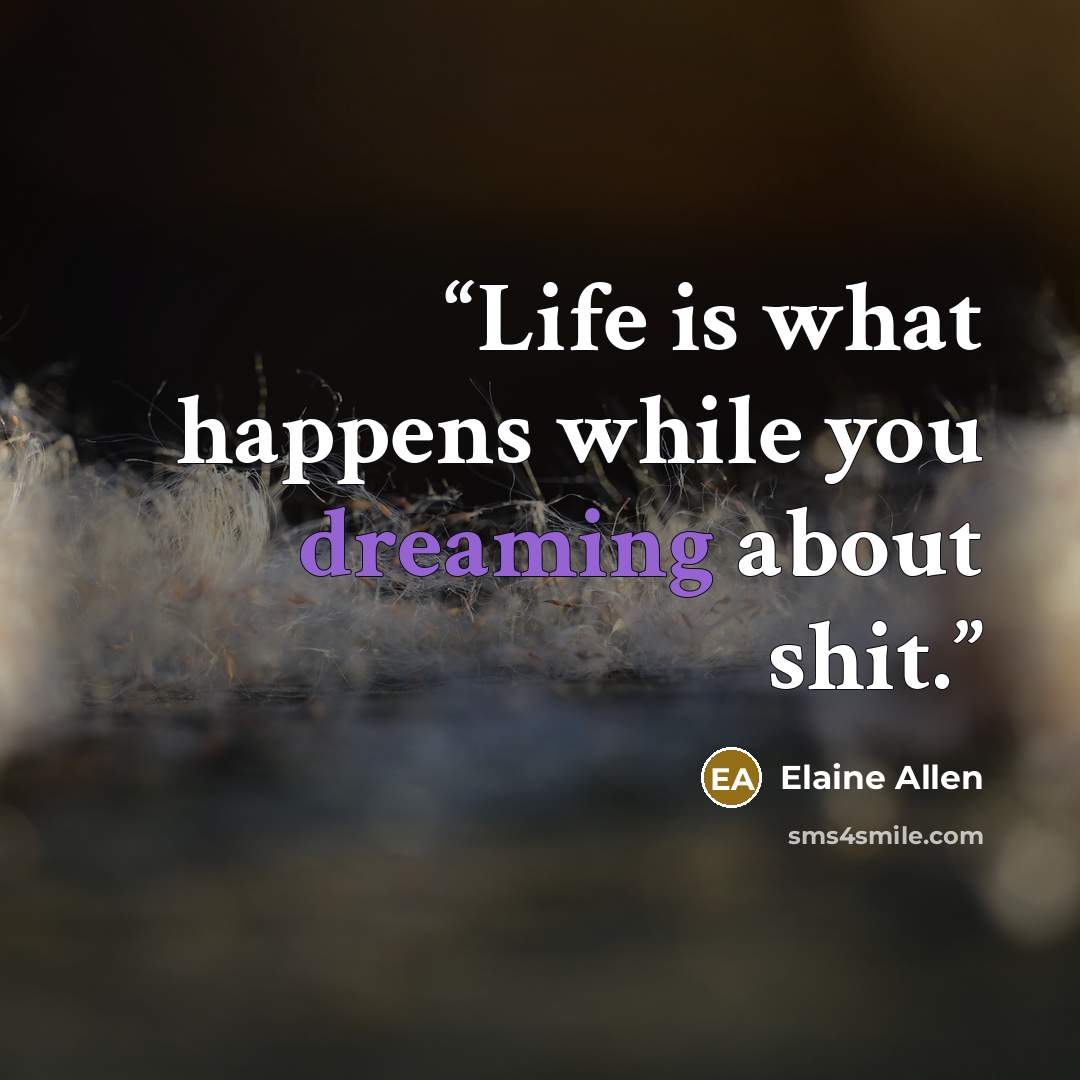 “Life is what happens while you dreaming about shit.” quote by Elaine Allen