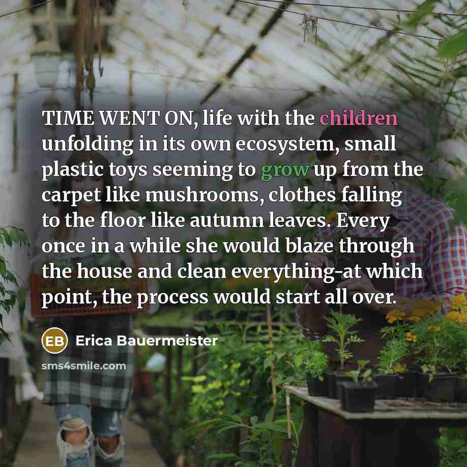 “TIME WENT ON, life with the children unfolding in its…” quote by Erica Bauermeister