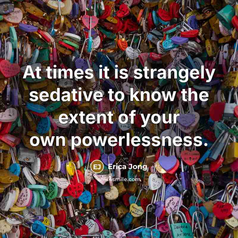 “At times it is strangely sedative to know the extent…” quote by Erica Jong