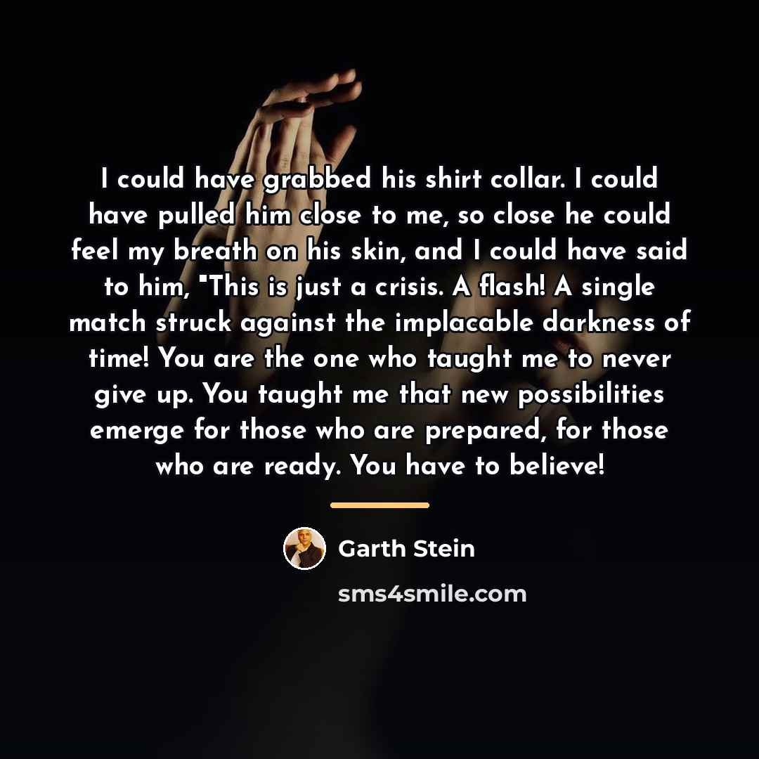“I could have grabbed his shirt collar. I could have…” quote by Garth Stein
