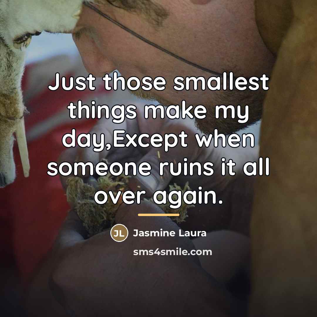 “Just those smallest things make my day,Except when someone ruins…” quote by Jasmine Laura