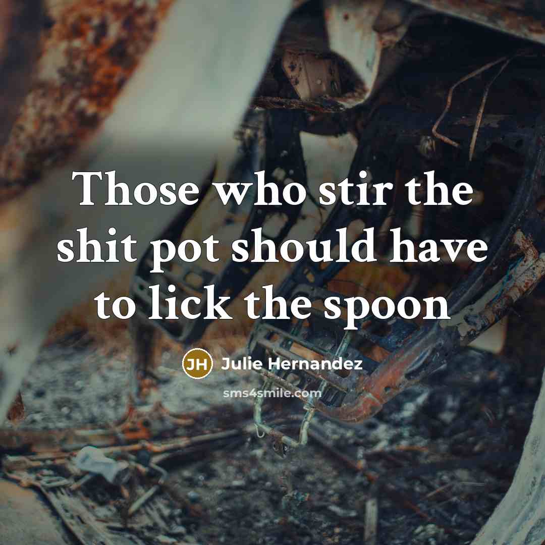“Those who stir the shit pot should have to lick…” quote by Julie Hernandez