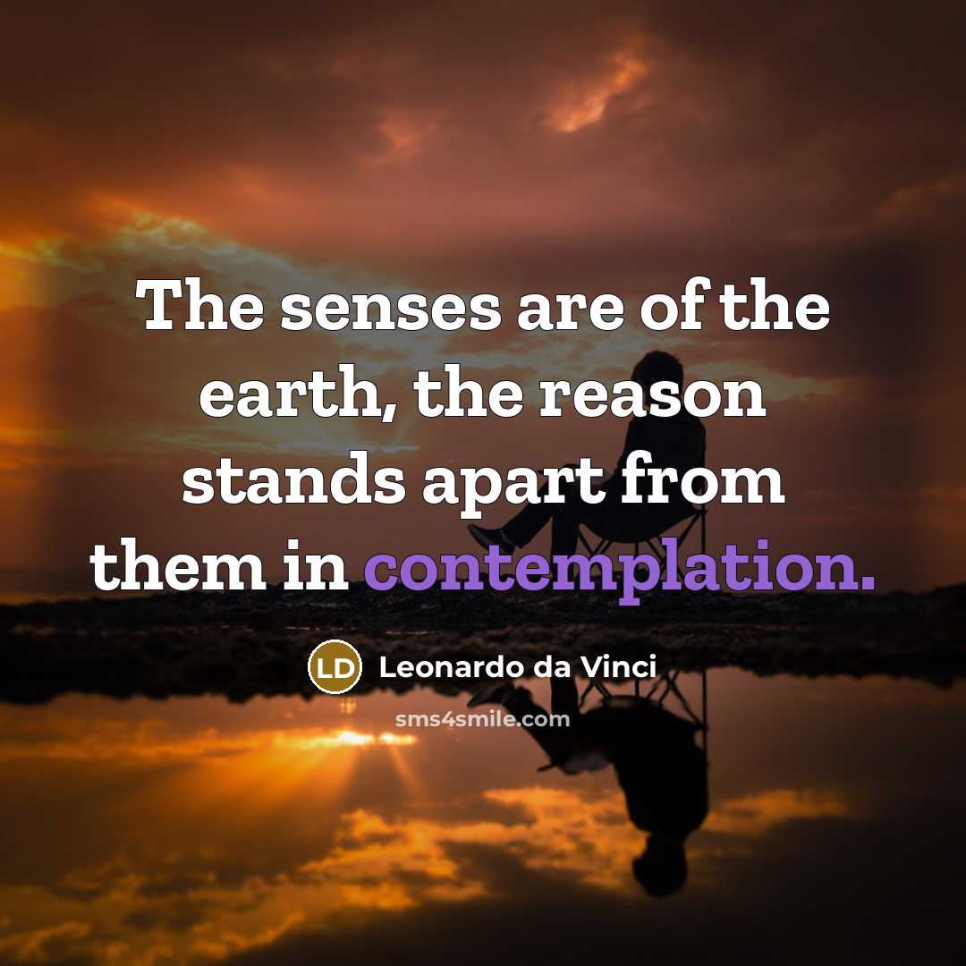 “The senses are of the earth, the reason stands apart…” quote by Leonardo da Vinci