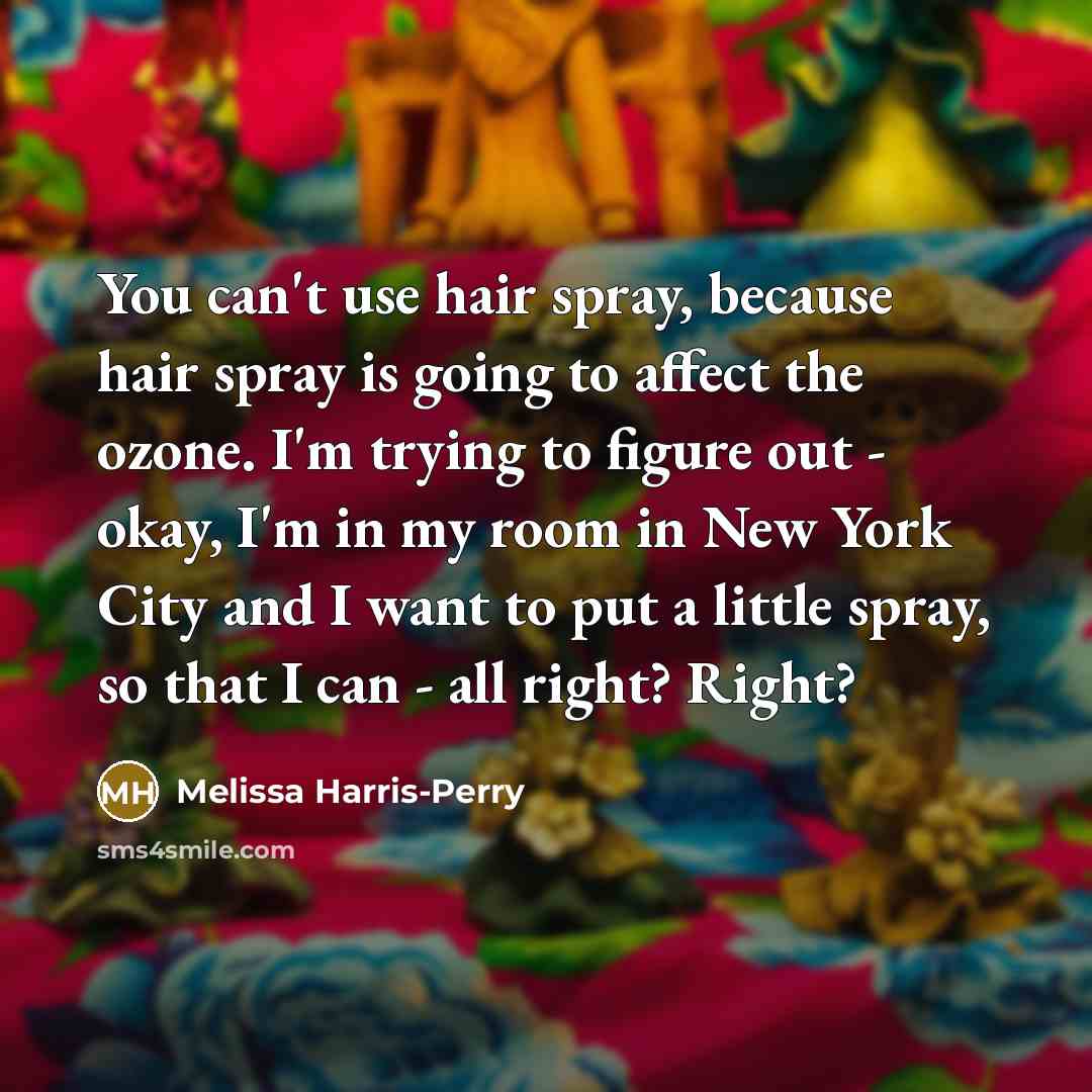 “You can`t use hair spray, because hair spray is going…” quote by Melissa Harris-Perry