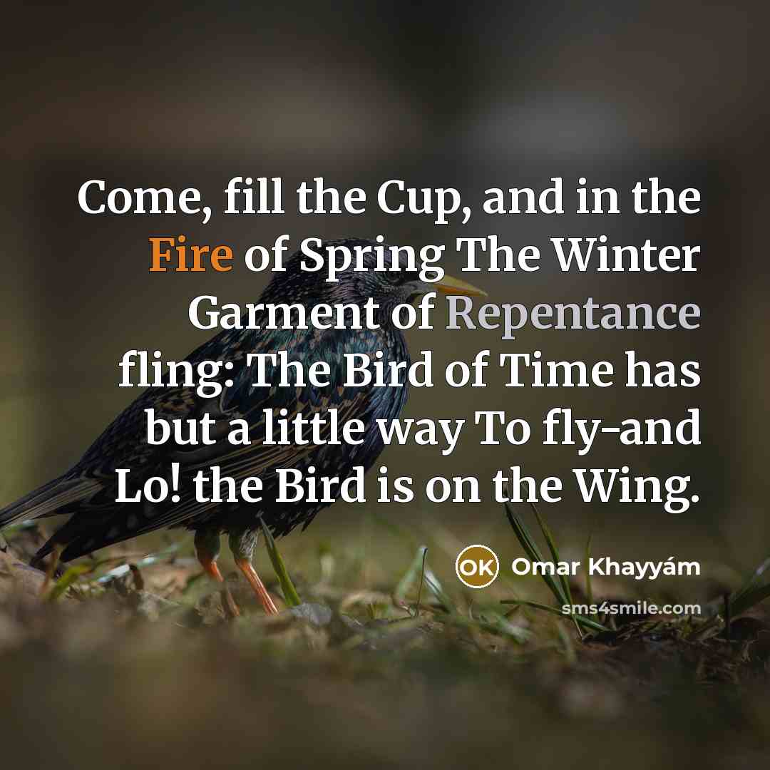 “Come, fill the Cup, and in the Fire of Spring…” quote by Omar Khayyam