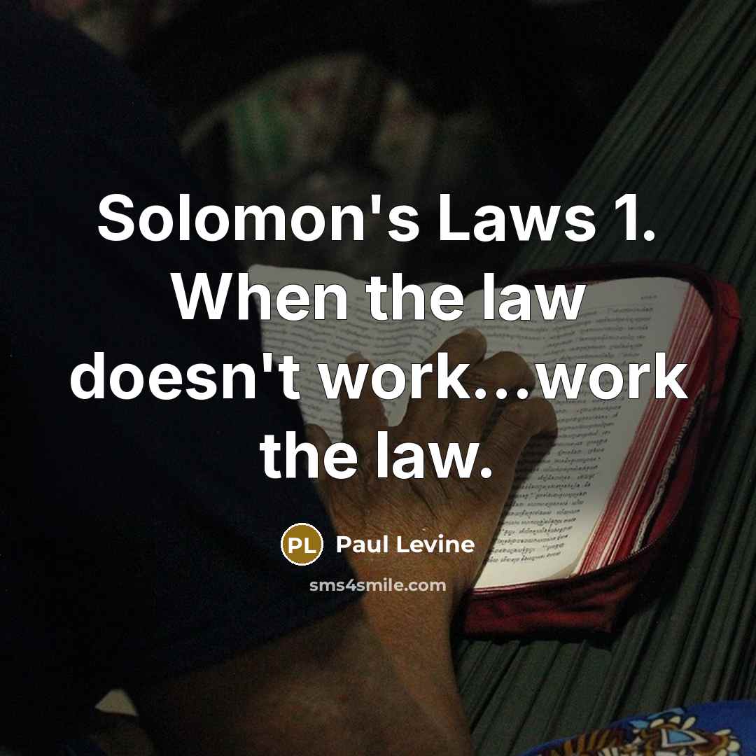 “Solomon's Laws 1. When the law doesn't work...work the law.…” quote by Paul Levine