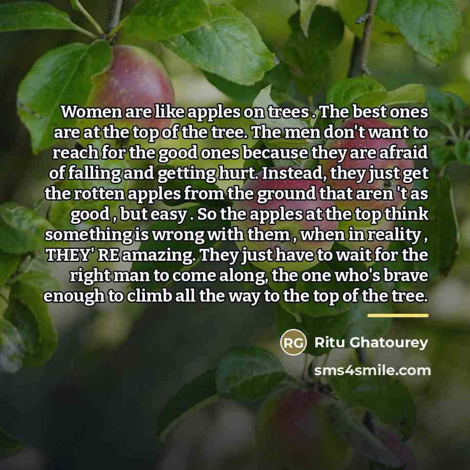 “Women are like apples on trees . The best ones…” quote by Ritu Ghatourey