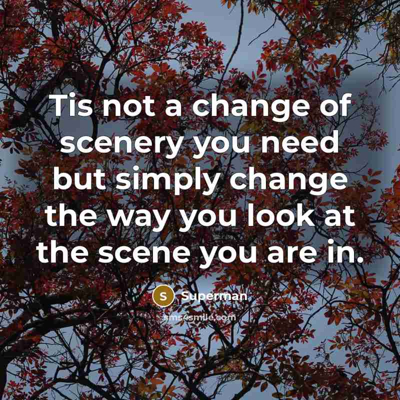 “Tis not a change of scenery you need but simply…” quote by Superman